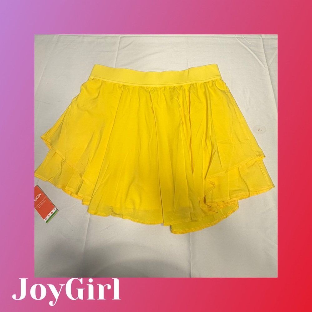 Yellow Layered Skort with Elastic Waist